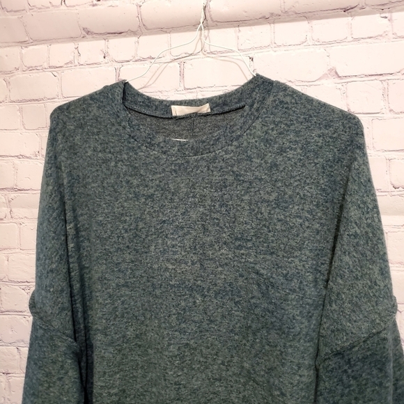 ZENANA GREEN FLEECE DOLMAN SLEEVE BOXY COMFY SWEATSHIRT - Picture 2 of 9